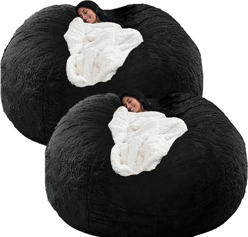 Giant faux fur bean bag - bean, chair