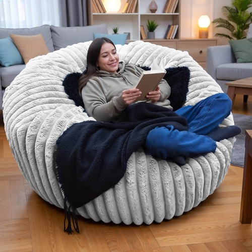 Ribbed faux fur bean - faux,