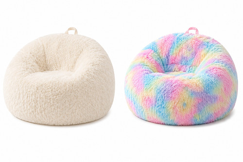 Large fluffy faux fur bean - faux, bag