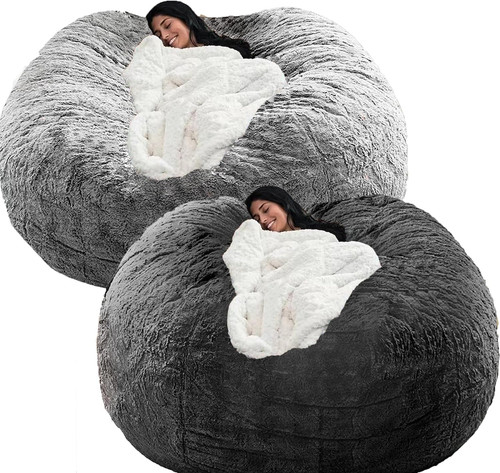 Giant faux fur bean bag - giant,